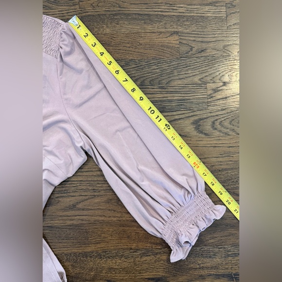 Adrianna Papell Smocked Petal Pink Top Size 2X 3/4 Ruffled Sleeve Peasant - Picture 11 of 13